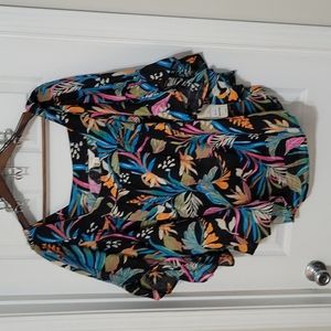 Black and floral peasant top